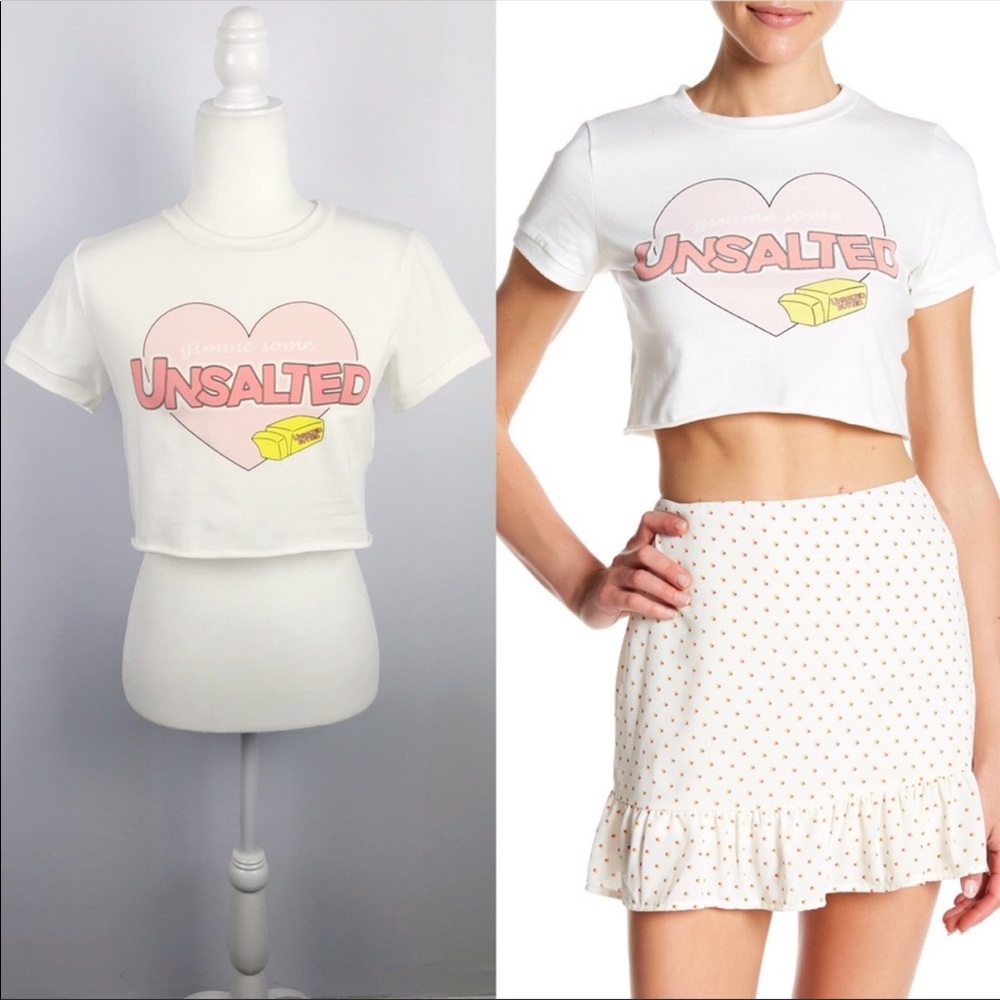 NWOT Emory Park White Printed Crop Top